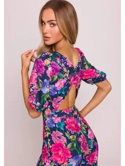 Jumpsuit in Dunkelblau/ Pink