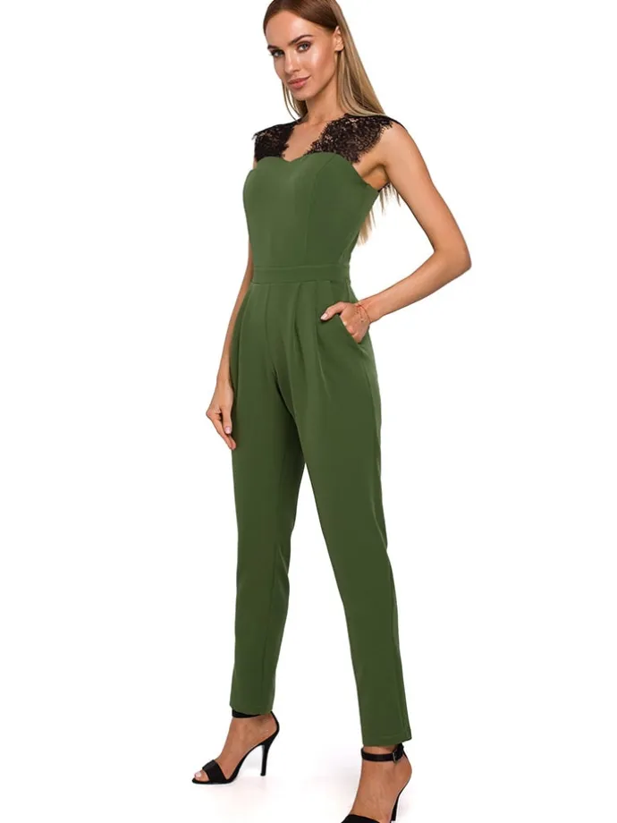 Jumpsuit in Grün/ Schwarz