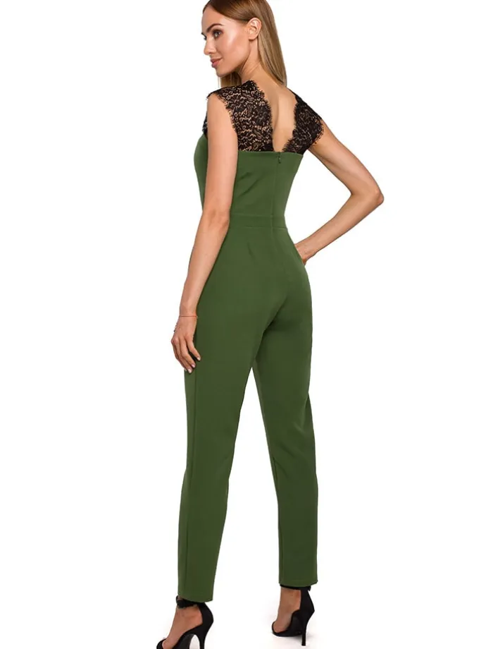 Jumpsuit in Grün/ Schwarz