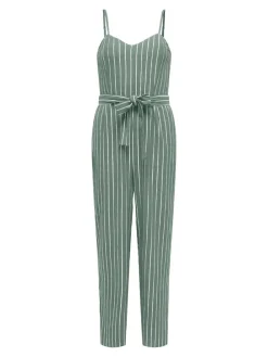 Jumpsuit in Grün/ Weiß