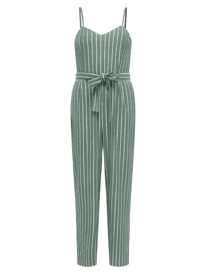 Jumpsuit in Grün/ Weiß