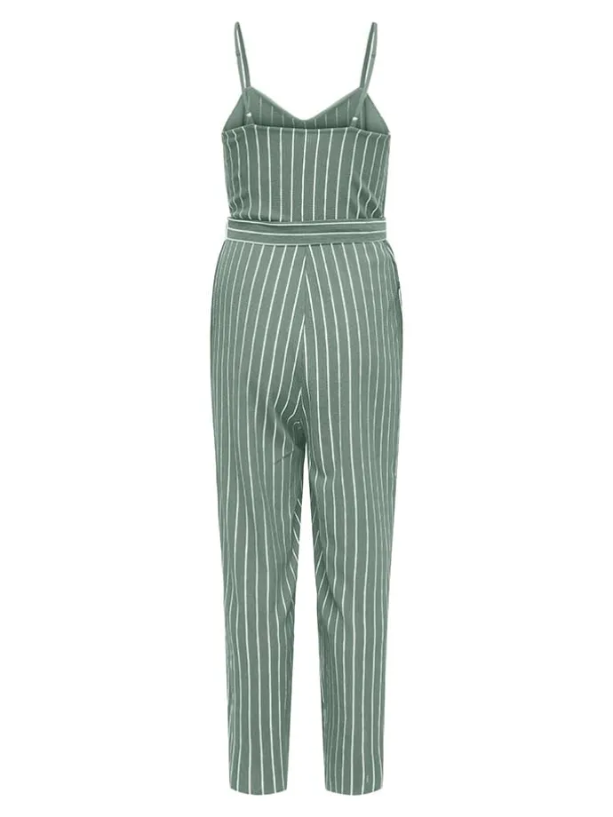 Jumpsuit in Grün/ Weiß