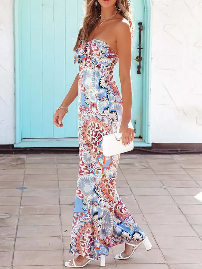 Jumpsuit in Hellblau/ Orange