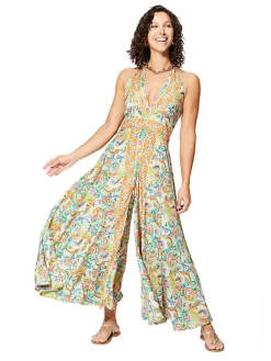 Jumpsuit in Hellgrün/Orange
