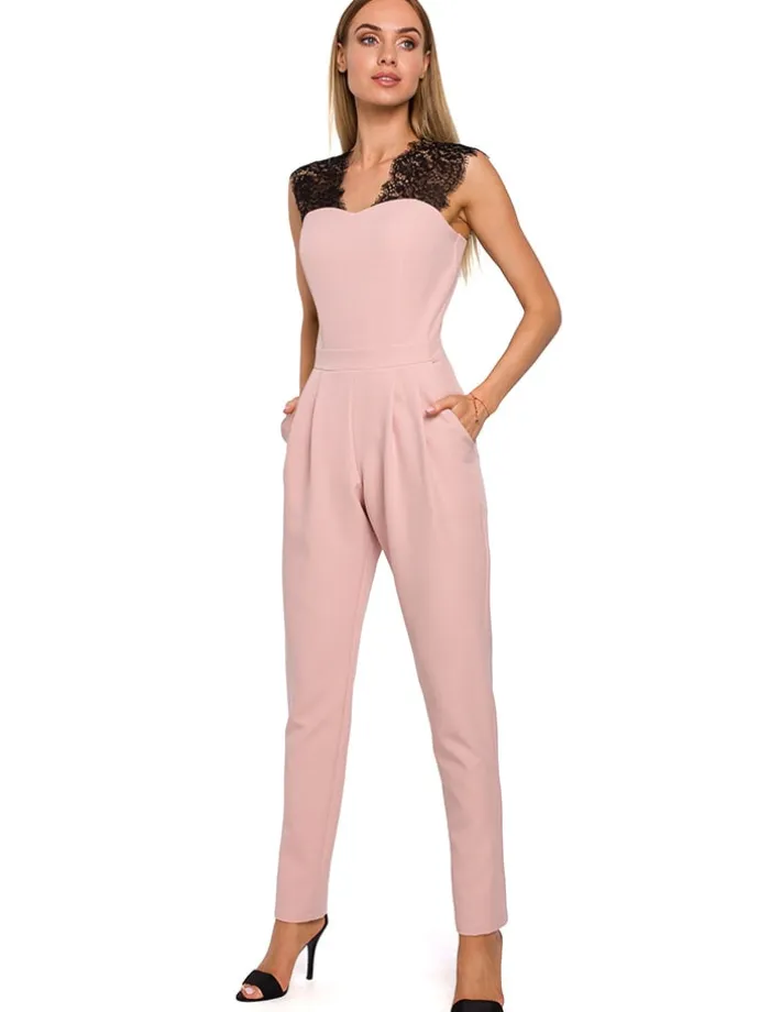 Jumpsuit in Rosa/ Schwarz