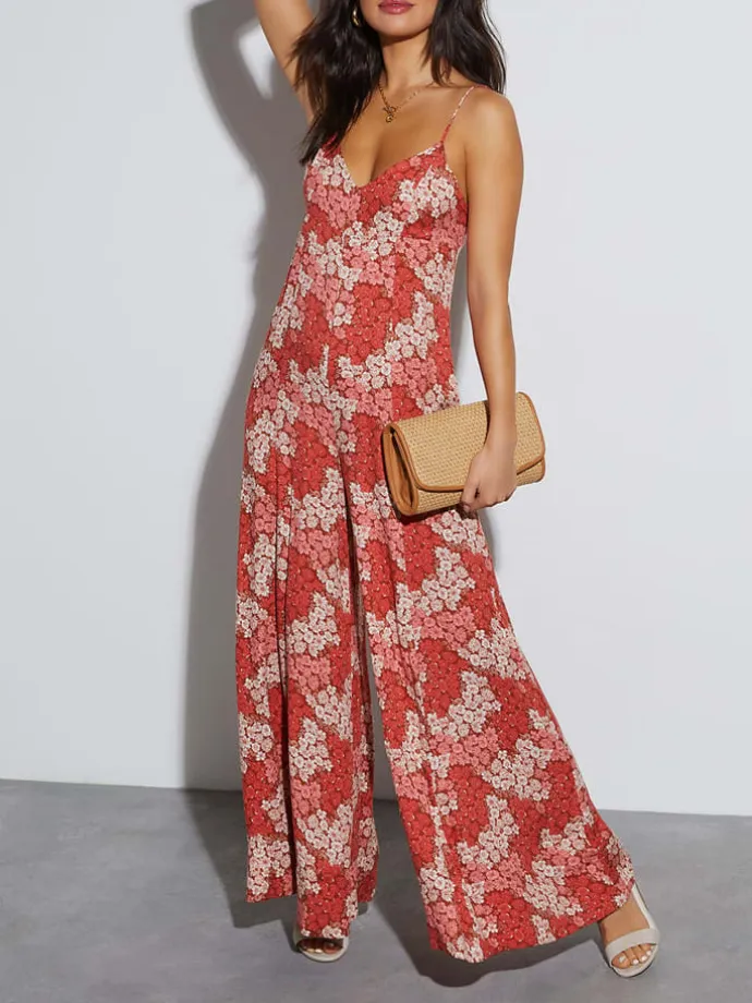 Jumpsuit in Rot/ Weiß
