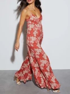 Jumpsuit in Rot/ Weiß