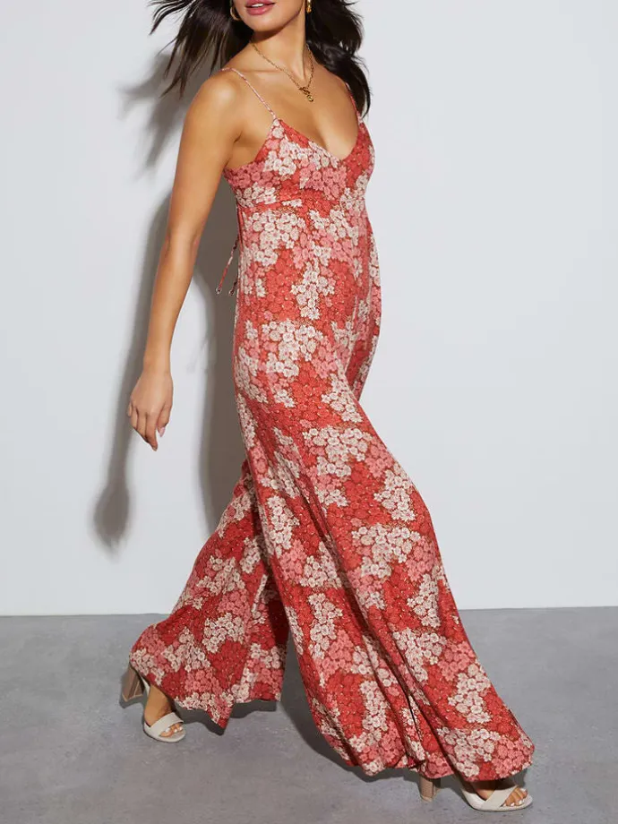 Jumpsuit in Rot/ Weiß
