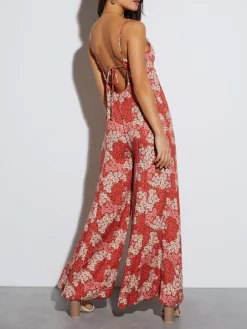 Jumpsuit in Rot/ Weiß