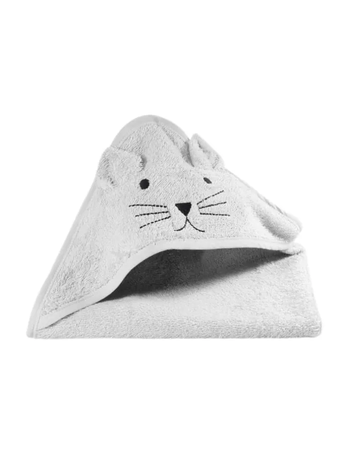 Kapuzenhandtuch Katze in Grau