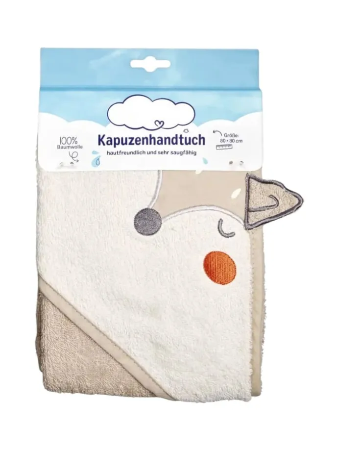 Kapuzenhandtuch 80x80 cm, 100% Baumwolle in Beige