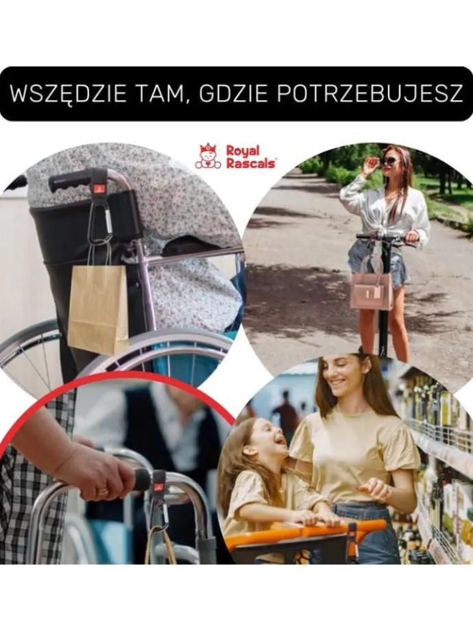 Karabiner für Kinderwagen 2er Set 5kg Tragkraft in Schwarz