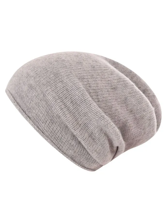 Kaschmir-Beanie in Hellgrau