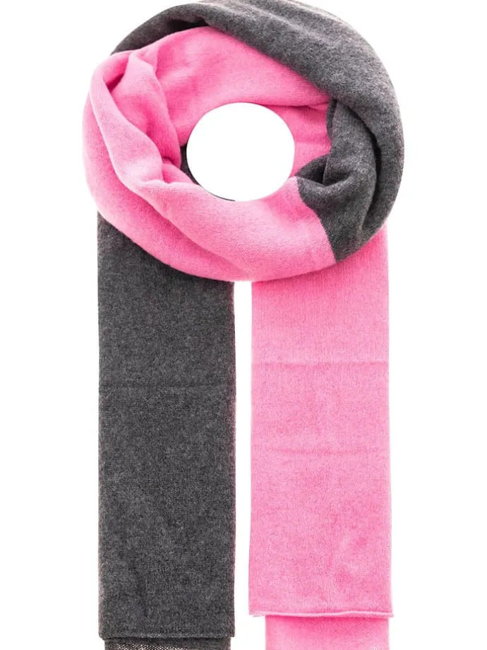 Kaschmir-Schal in Grau/ Pink - (L)100 x (B)30 cm