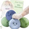 Katzenbälle mit Glöckchen – 4 Bälle Wolle