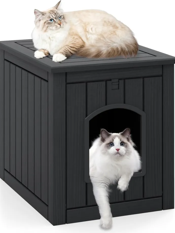 Katzenhaus Katzenklo Schrank in Schwarz