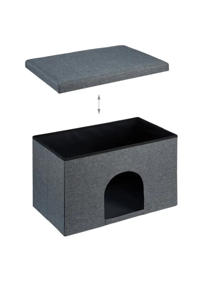 Katzenhöhle in Grau - (B)64,5 x (H)38,5 x (T)37,5 cm