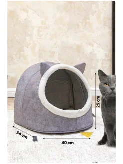 Katzenkorb in Grau - (B)40 x (H)35 x (T)34 cm