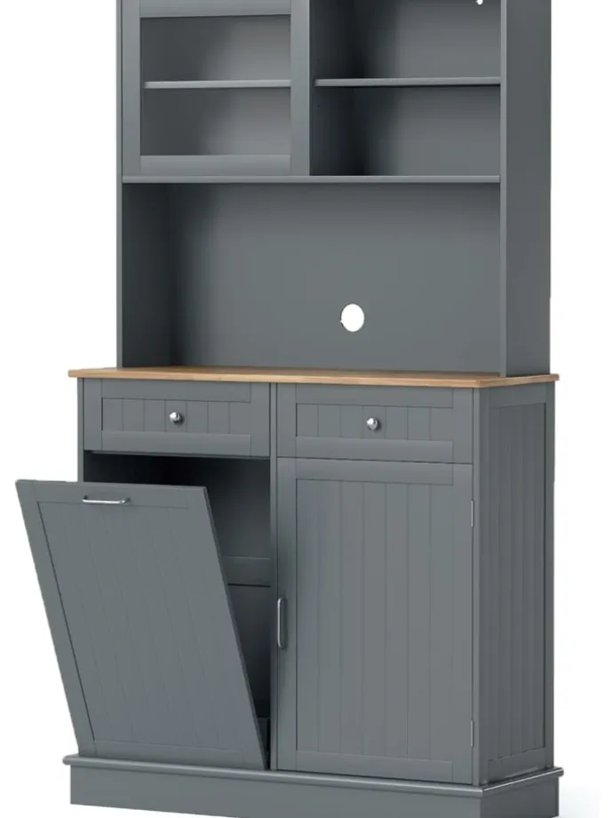 Küchenschrank für 45 L Mülleimer 100 x 34 x 172 cm in Grau