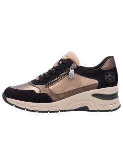 Keilsneakers in Schwarz/ Hellbraun
