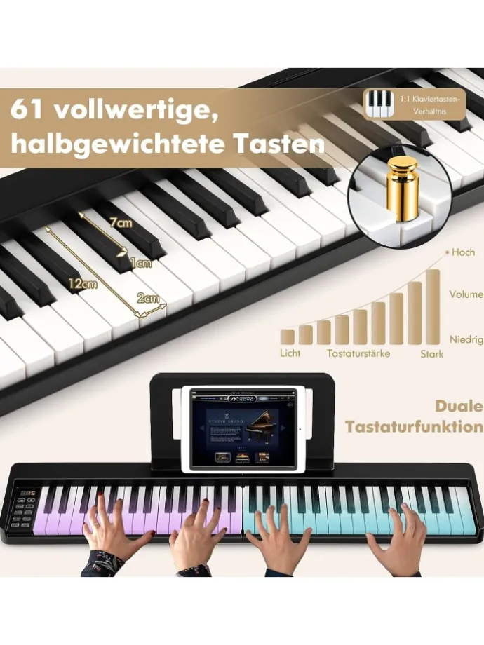 Keyboard 61 Tasten in Schwarz