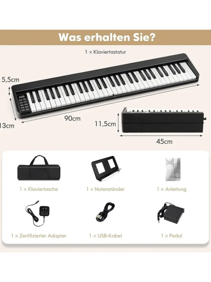 Keyboard 61 Tasten in Schwarz