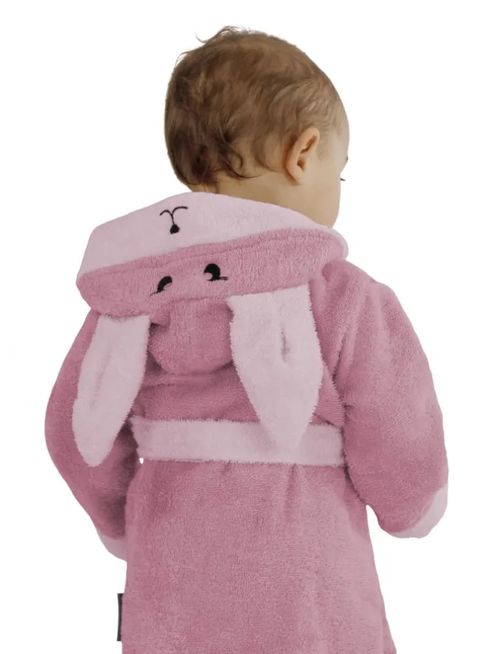 Kinder Bademantel aus Bio-Baumwolle Malia in Rosa / Alpaka