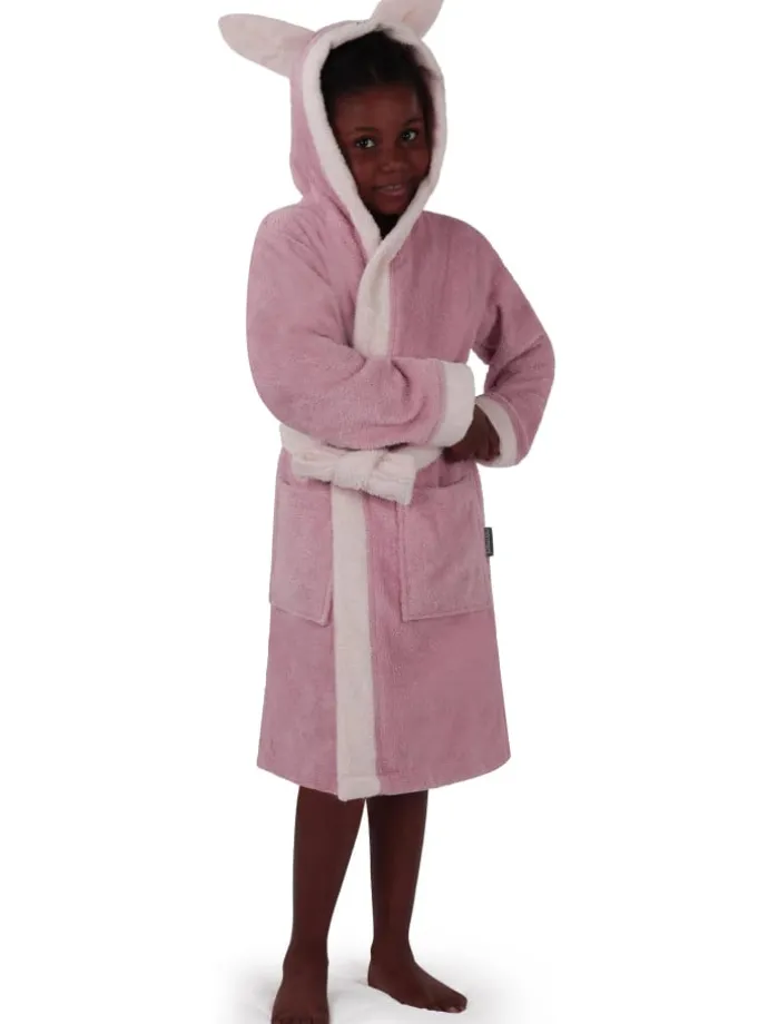 Kinder Bademantel aus Bio-Baumwolle Malia in Rosa / Alpaka