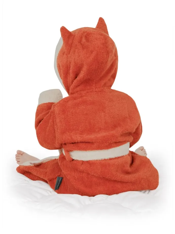 Kinder Bademantel aus Bio-Baumwolle Malia in Orange / Fuchs