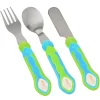 Kinder Besteckset 3-teilig - Messer, Gabel und Löffel Edelstahl blau/grün