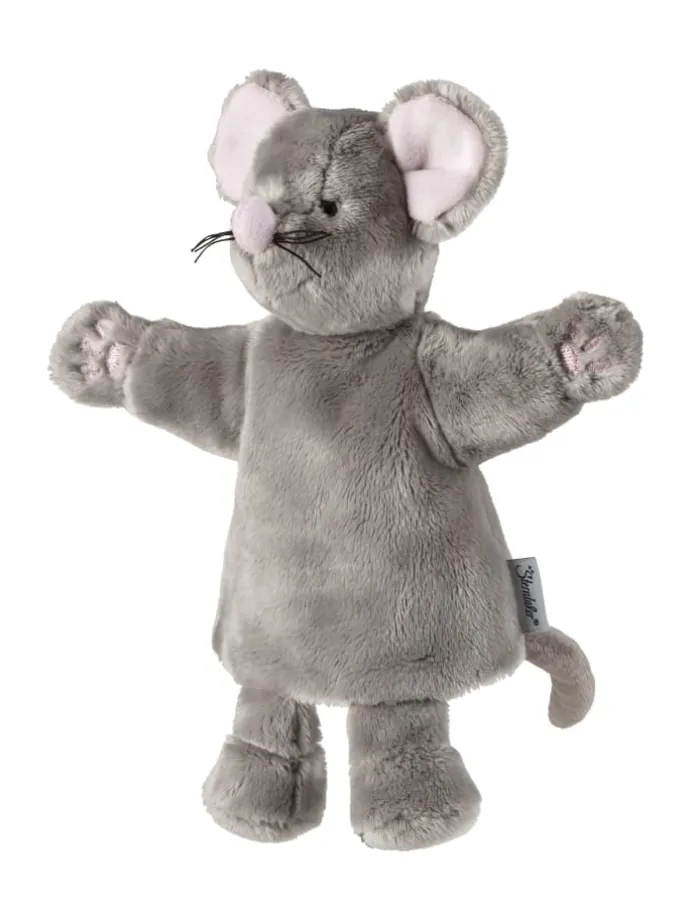 Kinder Handpuppe Maus in grau