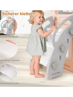 Kinder Rutsche mit Klettergerüst & Schaukel in Grau