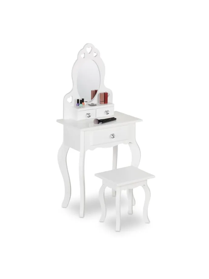 Kinder Schminktisch in Weiß - (B)50 x (H)110 x (T)30 cm
