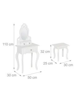 Kinder Schminktisch in Weiß - (B)50 x (H)110 x (T)30 cm