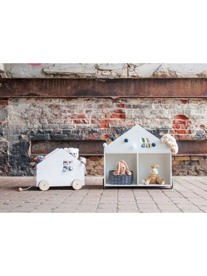 Kinderbücherregal mit Rollen in Weiß - (B)75 x (H)69 x (T)45 cm