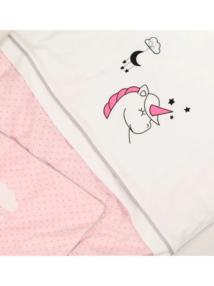 Kinderbettwäsche "EINHORN" in Pink - (L) 135 x (B) 100cm