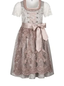 Kinderdirndl 3-teilig Elena in Silber Taupe