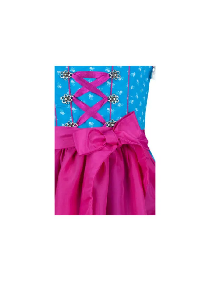 Kinderdirndl 3-teilig Emilia in Türkis-Fuchsia