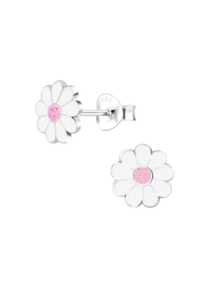 Kinderohrstecker BLUME rosa in 925 Sterling Silber, 2-tlg.