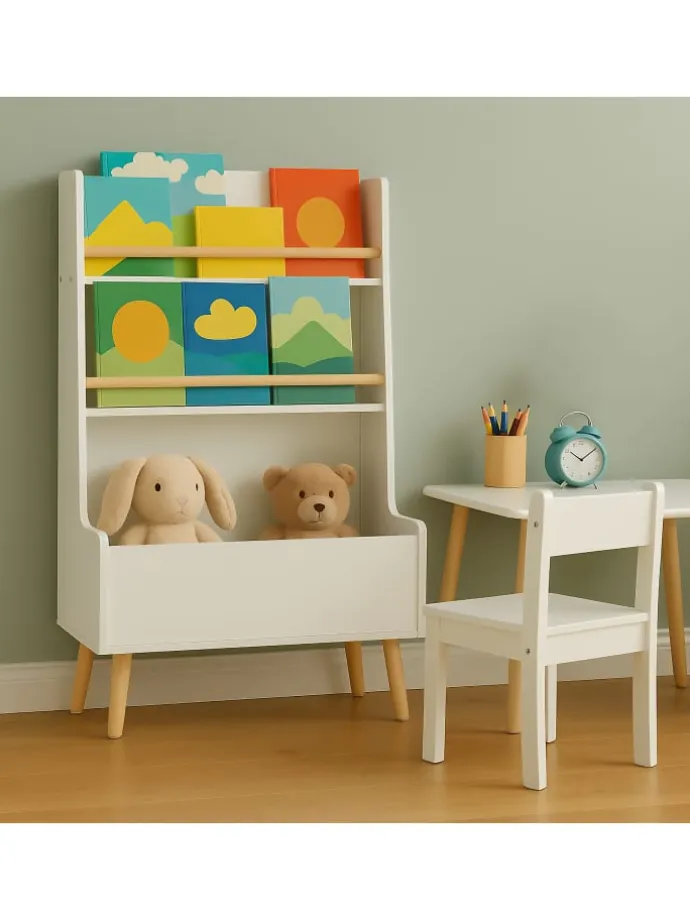 Kinderregal in Weiß/ Natur - (B) 68 x (H) 94 x (T) 32 cm