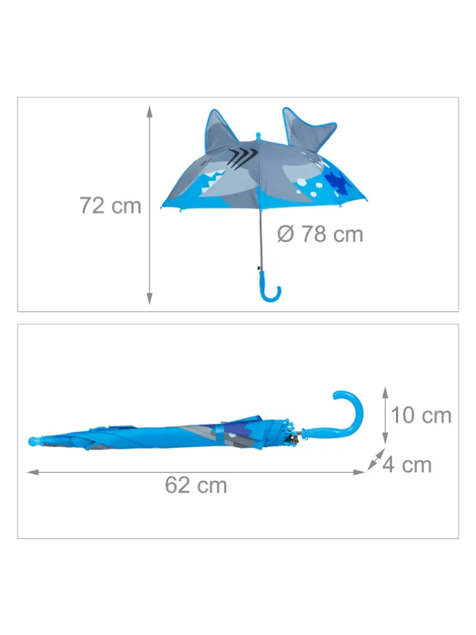 Kinder-Regenschirm "Hai" in Blau/ Grau