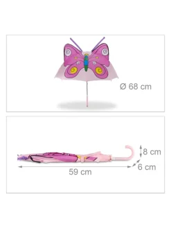 Kinderregenschirm Schmetterling in Pink