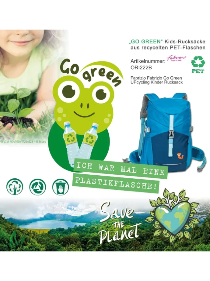 Kinderrucksack, Freizeitrucksack Polyester, recycelt ca. 37cm hoch