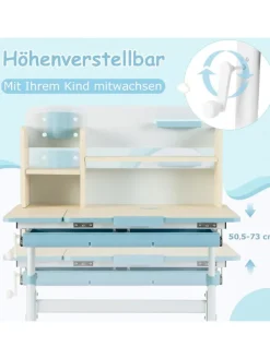 Kinderschreibtisch höhenverstellbar für 3-12 Jahre Kinder in Blau