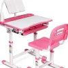 Kinderschreibtisch mit Lampe & Stuhl in Rosa