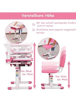 Kinderschreibtisch mit Lampe & Stuhl in Rosa