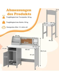 Kinderschreibtisch Set in Weiß