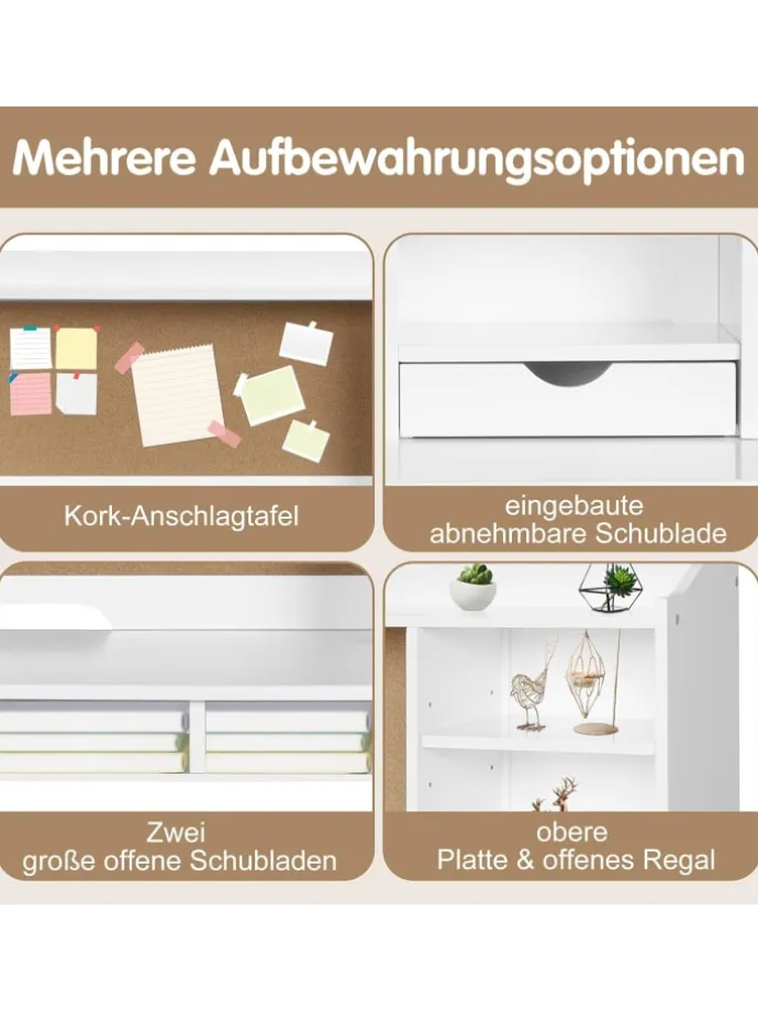 Kinderschreibtisch Set mit Pinnwand in Weiß
