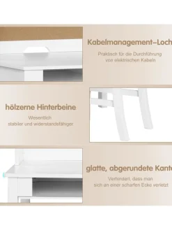 Kinderschreibtisch Set mit Pinnwand in Weiß