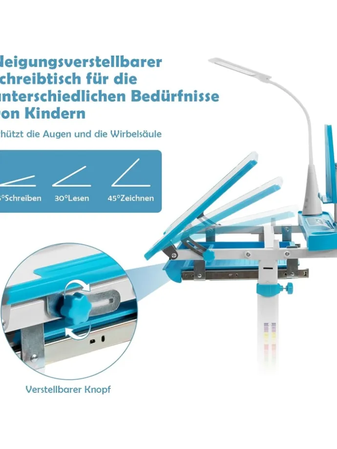 Kinderschreibtisch Set mit Licht ab 4 Jahren in Blau